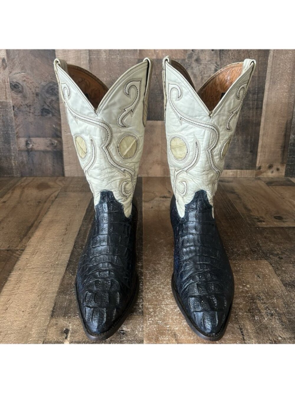Dos De Oro Blue Caiman Western Cowboy Boots Mens 9 - Picture 8 of 12
